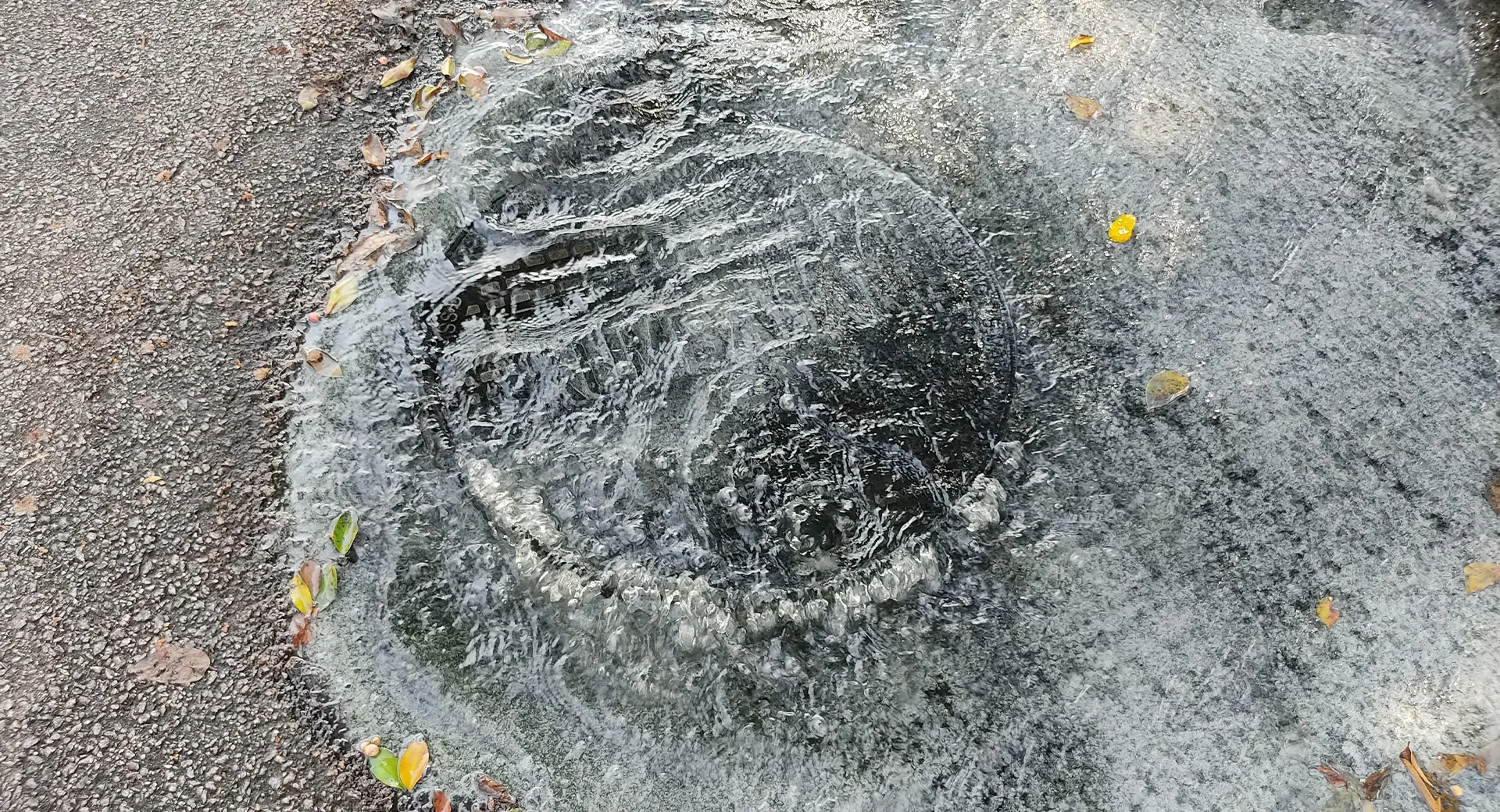 Water overflowing from a drain