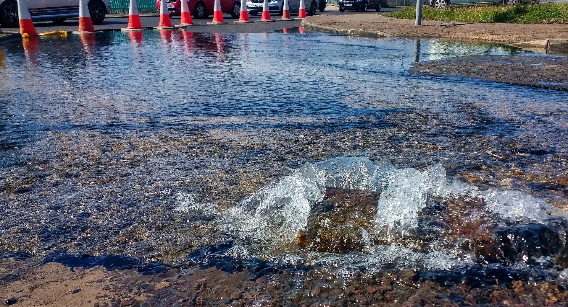 Water flooding out of a drain