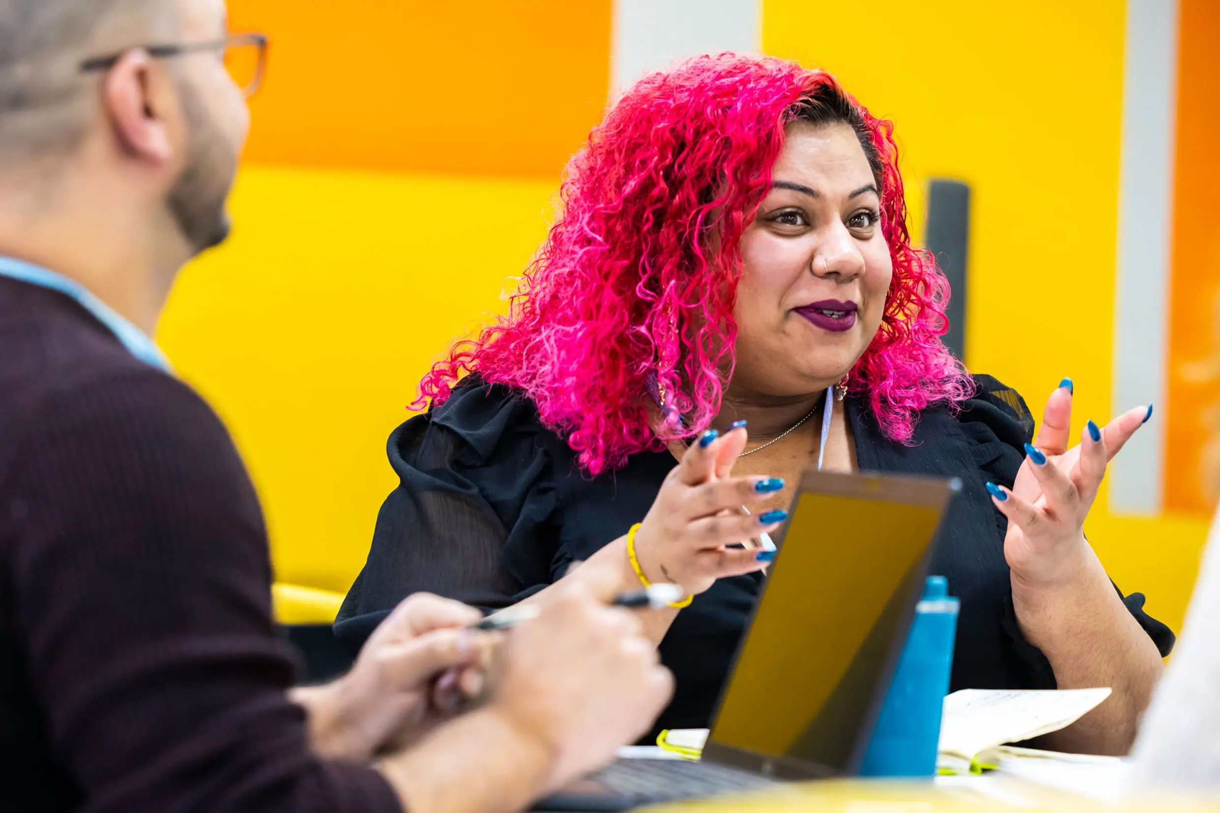 Woman talking in meeting