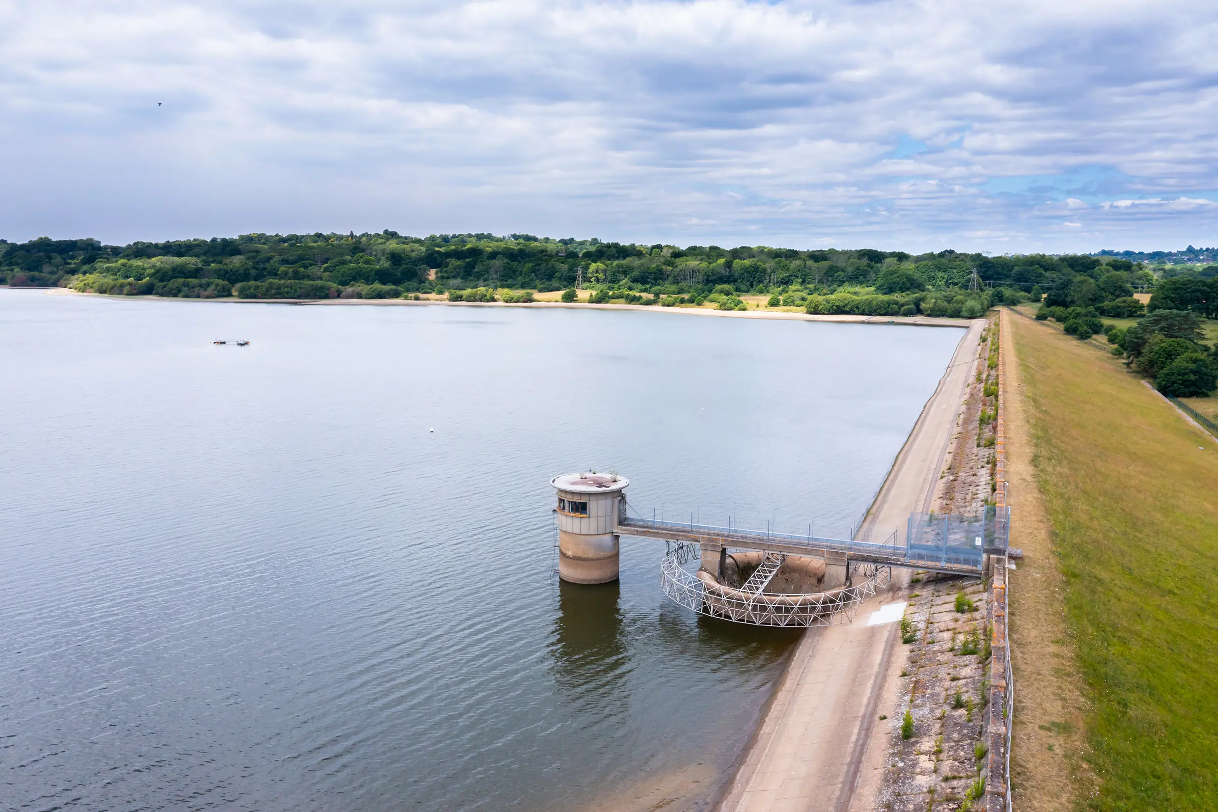 An aerial view of Weir Wood Reservoir 